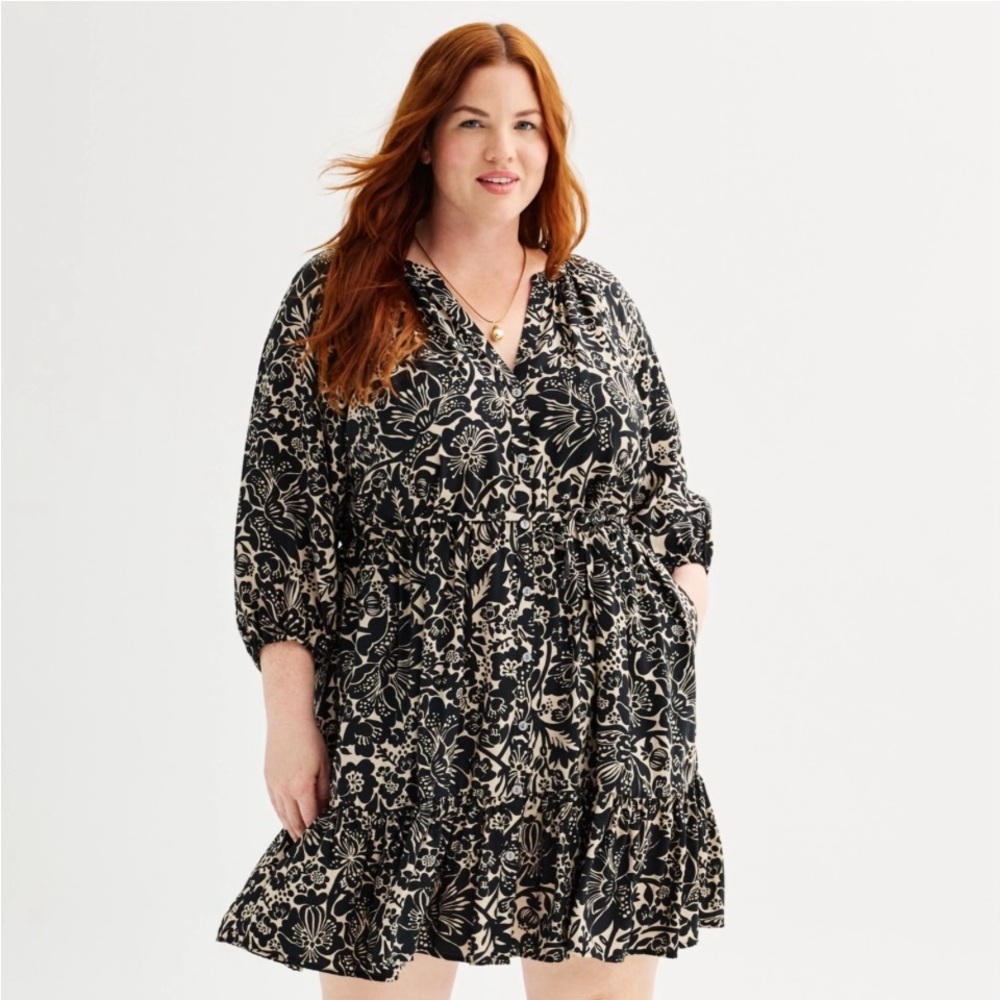 NWT Size 5 Sonoma Goods For Life® Polished Split Neck Ruffle Dress